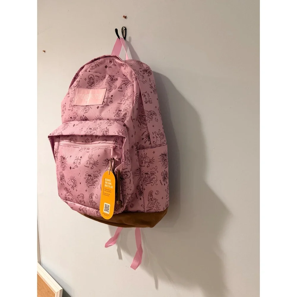 JanSport Right Pack Backpack Horoscope Horizons Pink Ice Mahogany Haze 28L NEW